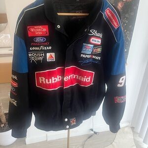 Rubbermaid Black and Blue Bomber Jacket with Racing Accents